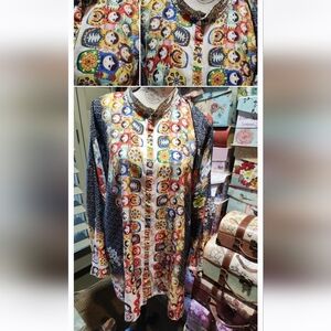 JOHNNY WAS SILK XL LONG SLEEVE TOP